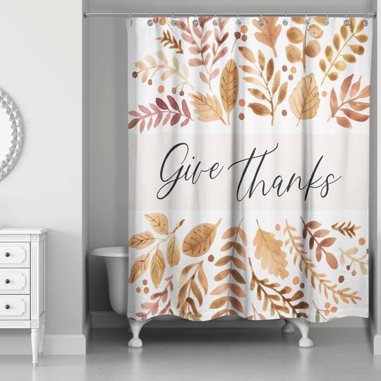 Give Thanks Fall Floral Shower Curtain